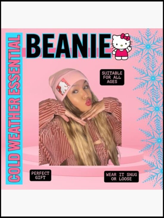 Kawaii Beanie Knit Hat Anime Embroidered Cap for Fall Winter Outdoor main image 4